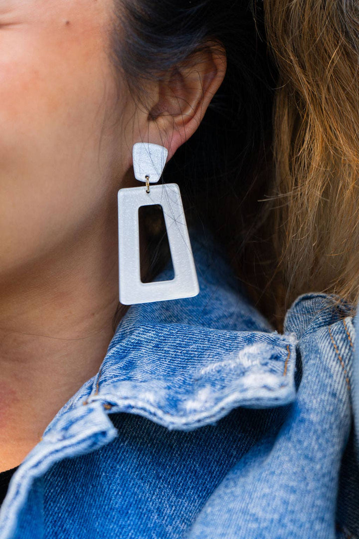 Avery Earrings - White Glitter // Jewelry, Game Day