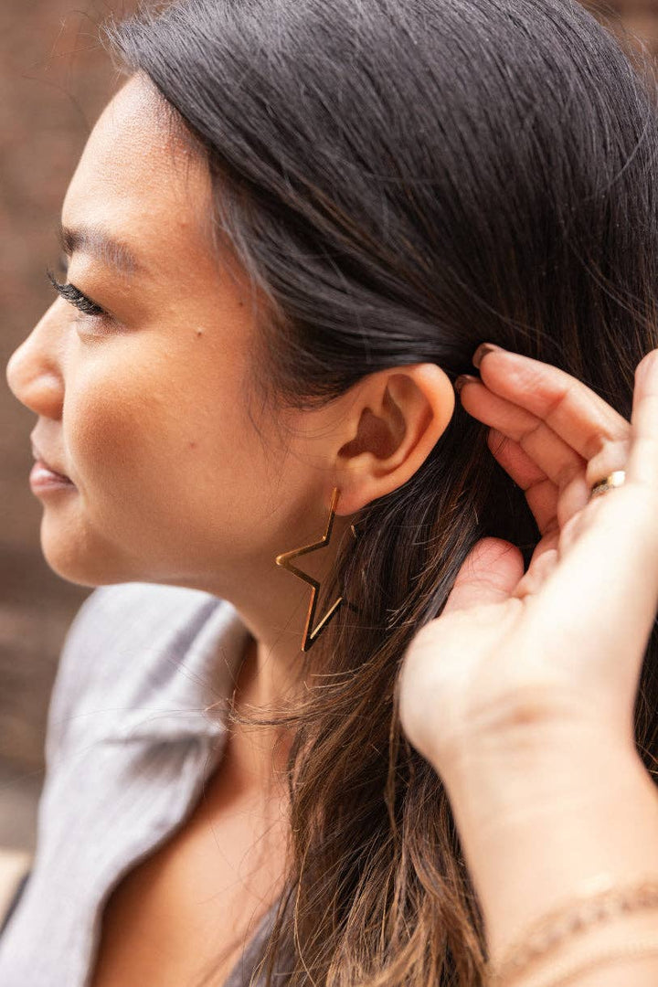 Luxe Star Hoop Earrings - Gold