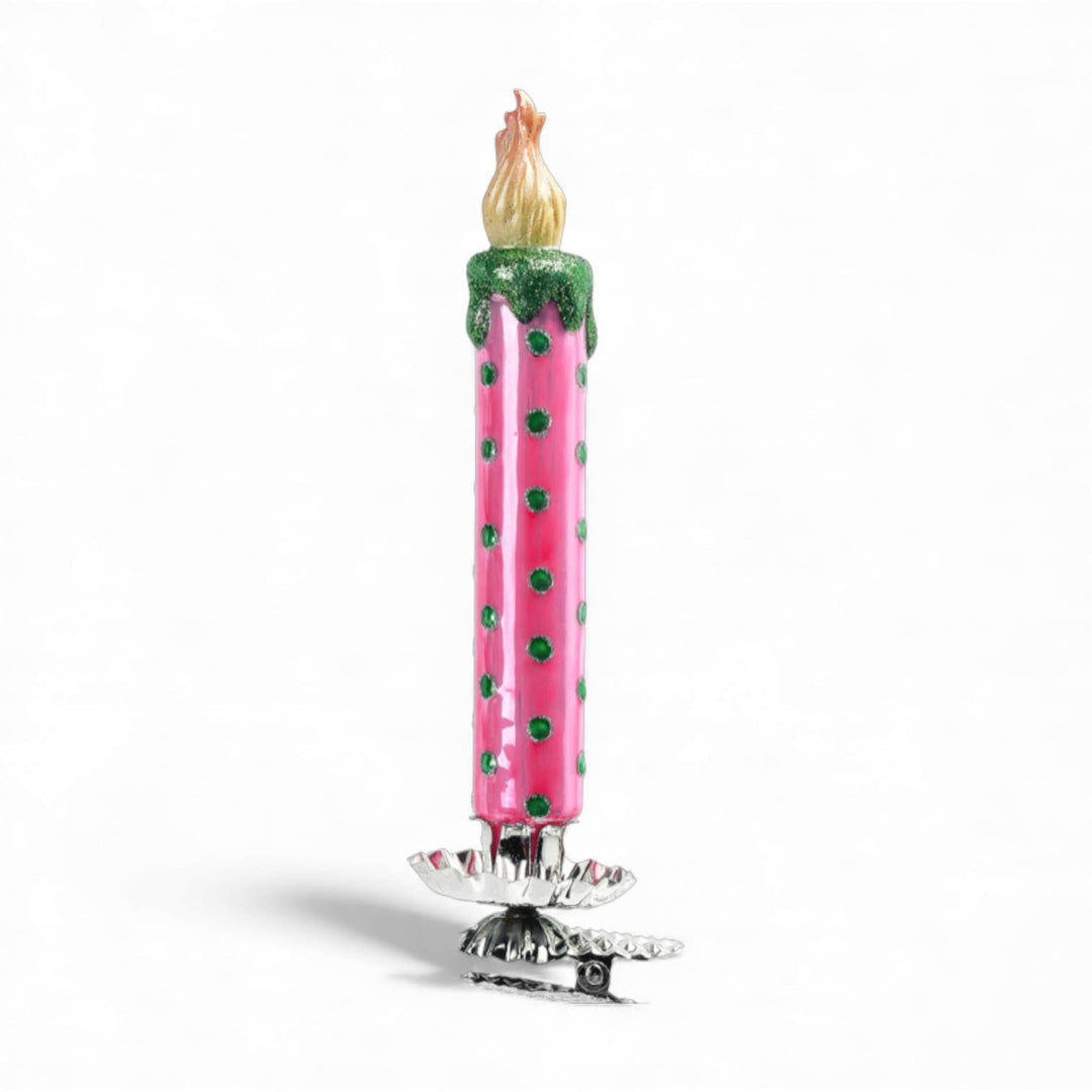 7in Pink Candlestick Clip Orn