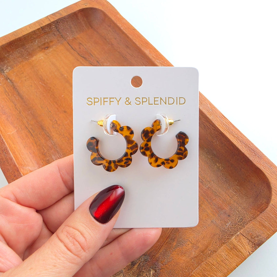 Flora Mini Hoop Earrings - Amber Dot