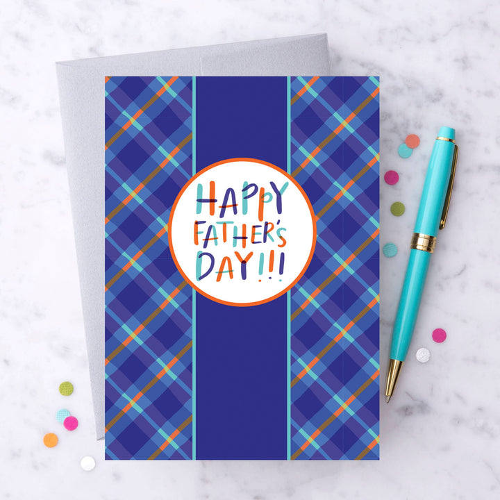FD18 - Happy Father's Day Bright Plaid Greeting Card