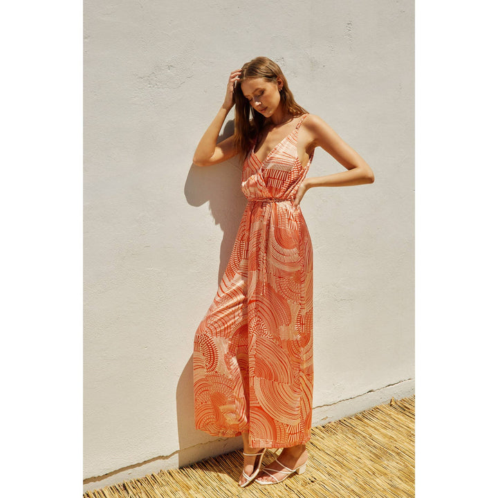 Heart Beat Cord Strap Surplice Jumpsuit