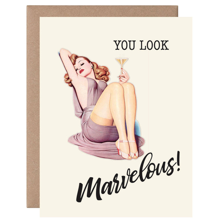 You Look Marvelous Pinup Martini - Birthday Card