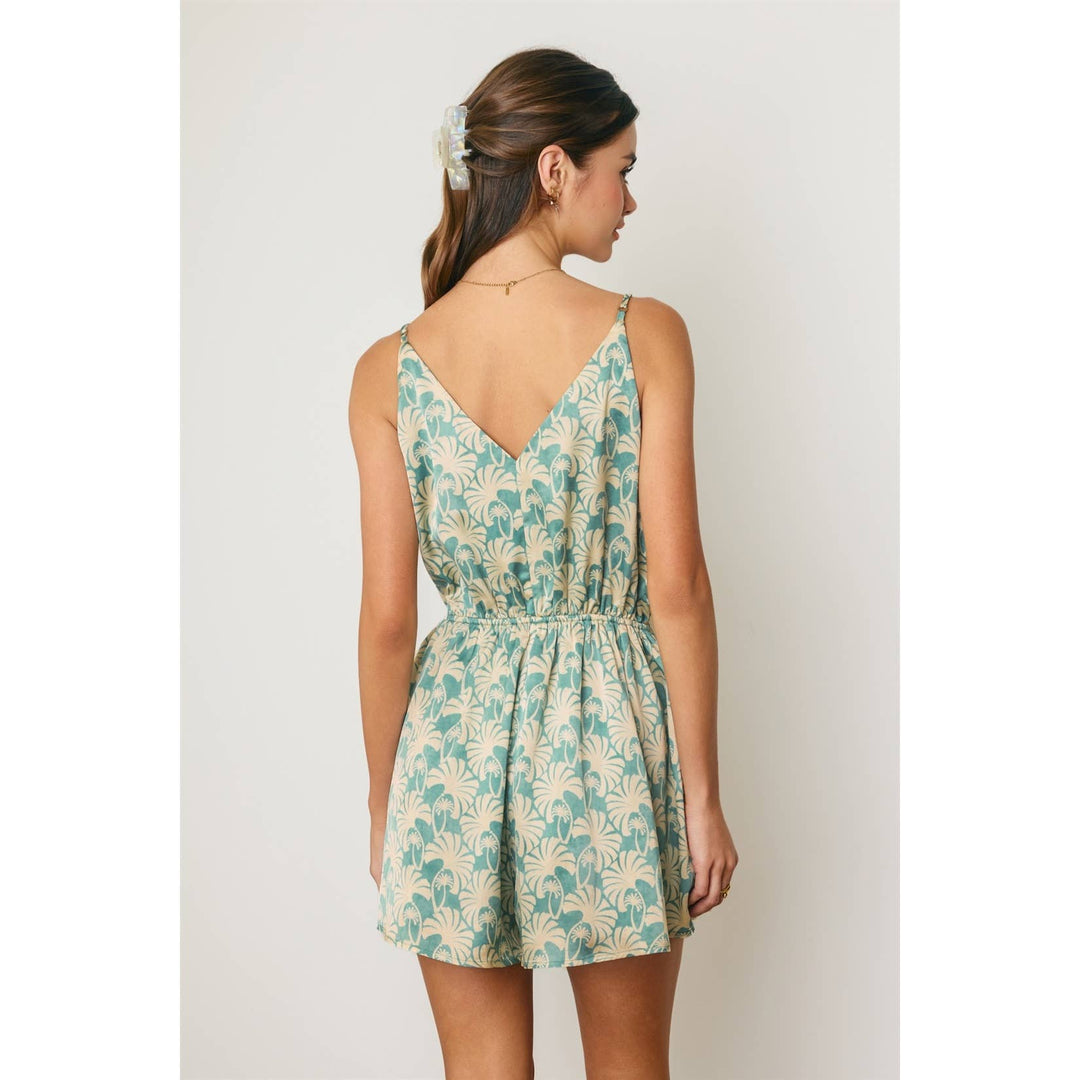 Conversational Deep Surplice Flared Romper