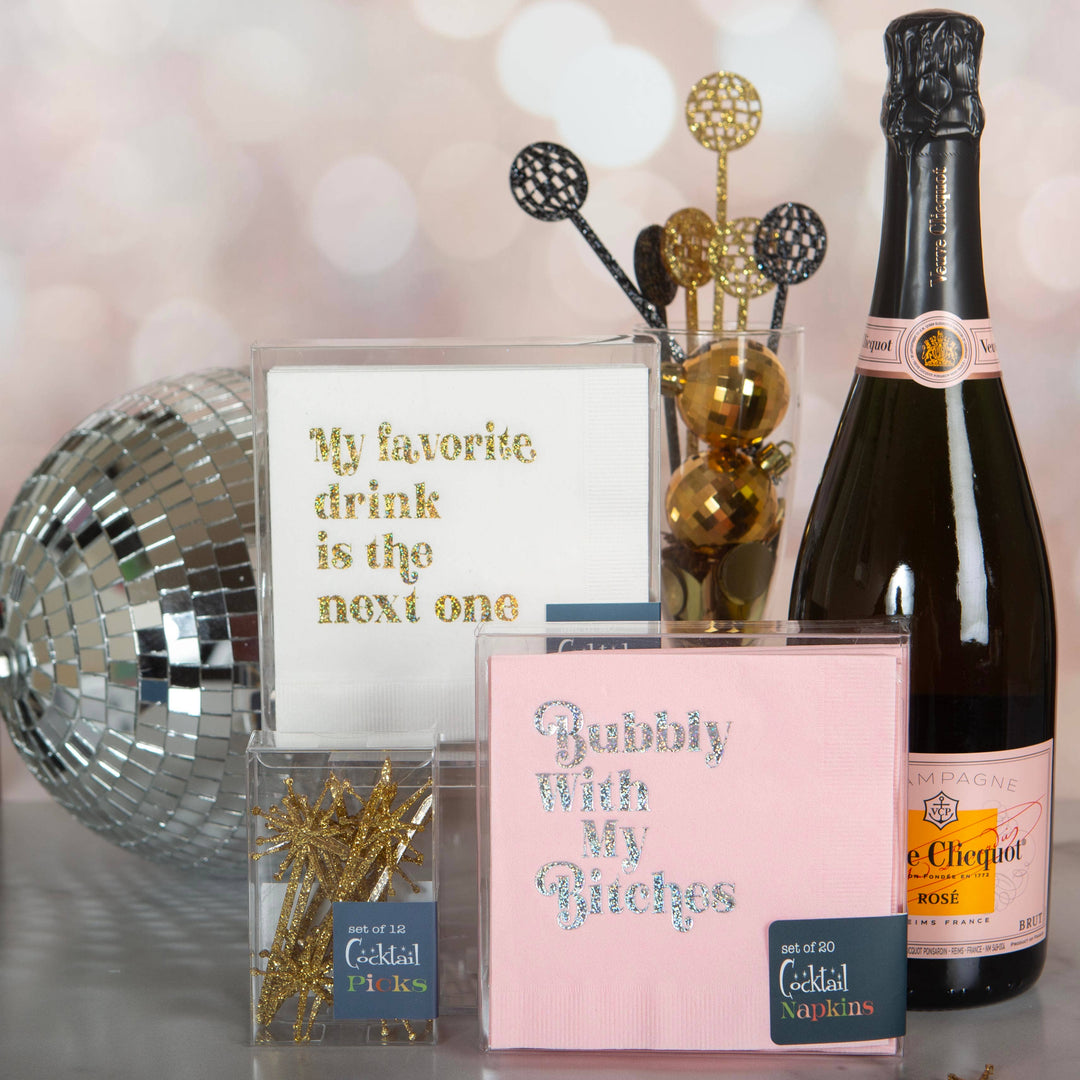 My Favorite Drink is the Next One Gold Foil Cocktail Napkin