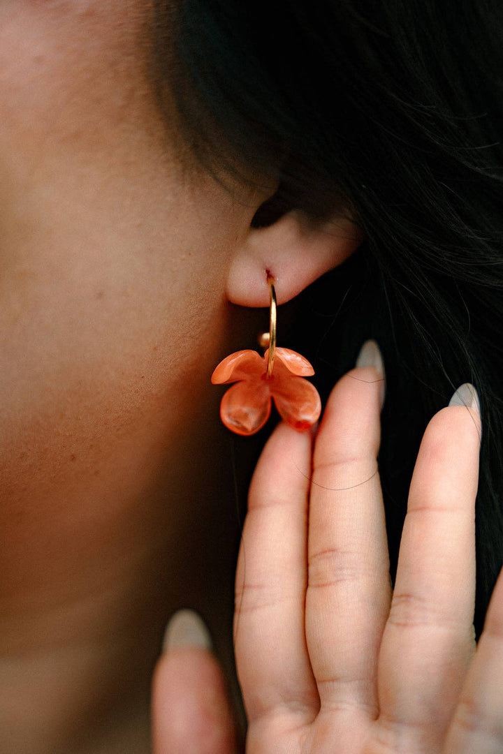 Primrose Hoop Earrings - Tangerine Orange