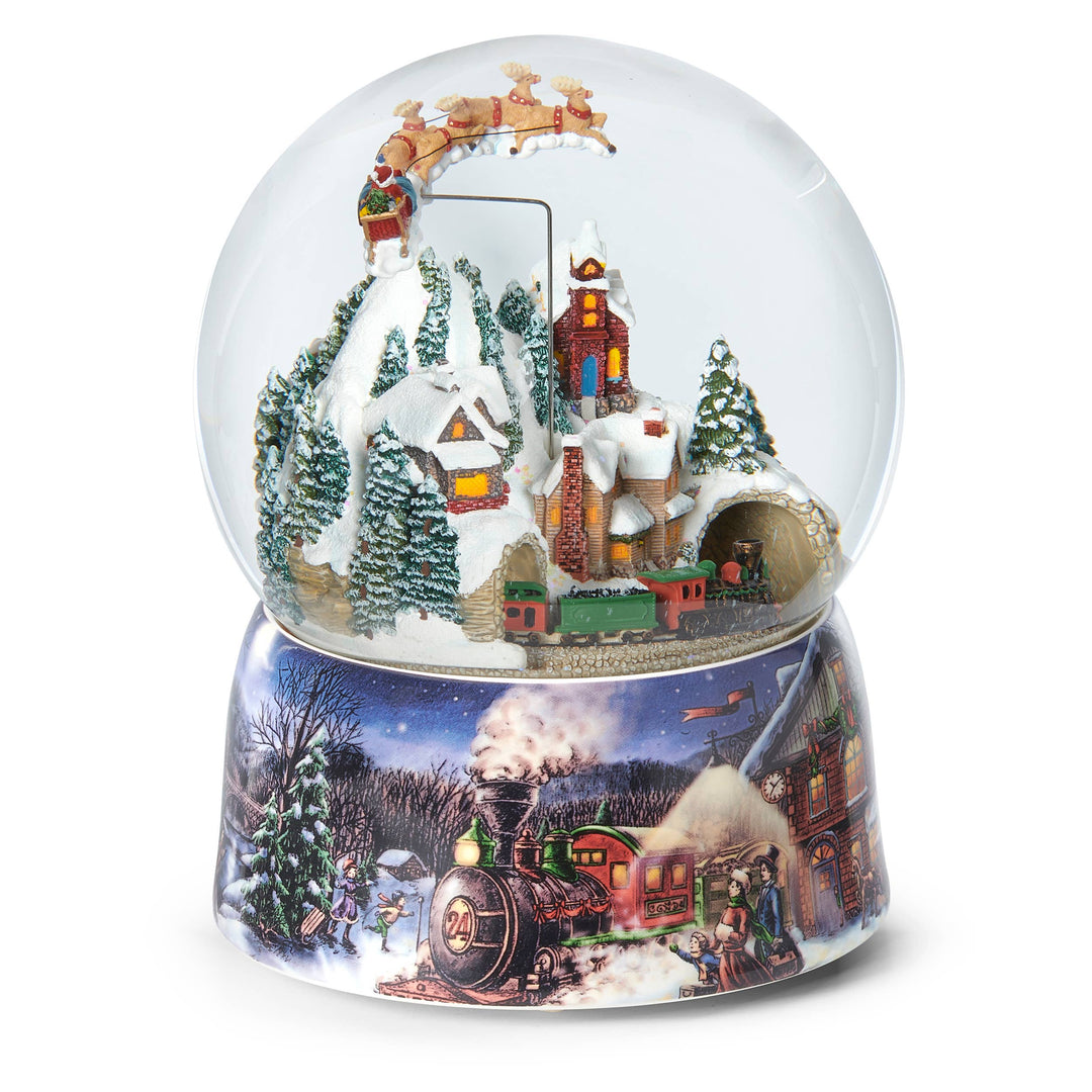 Musical Santa Rotating Train Glitterdome