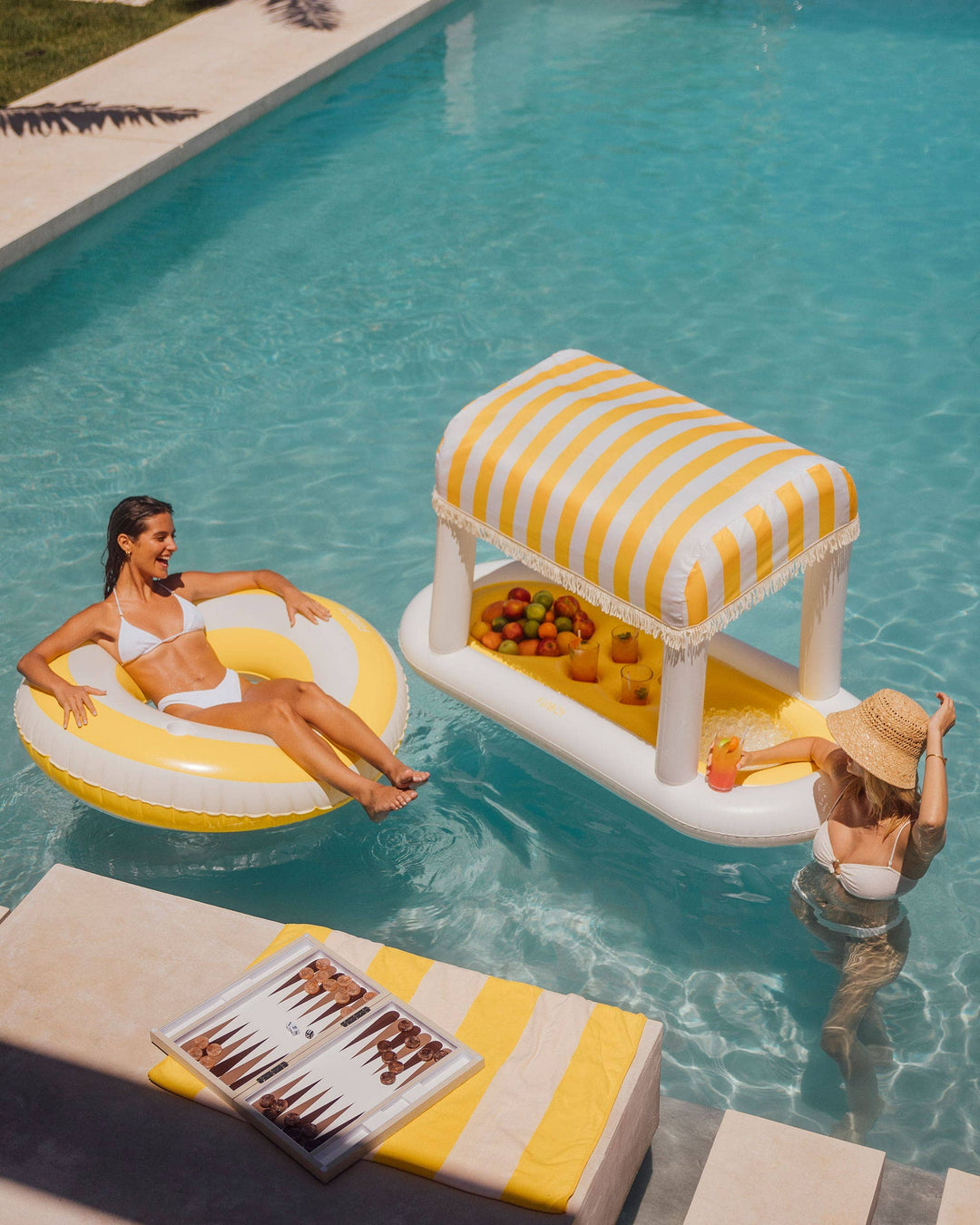 Floating Cabana Bar Yellow Stripes