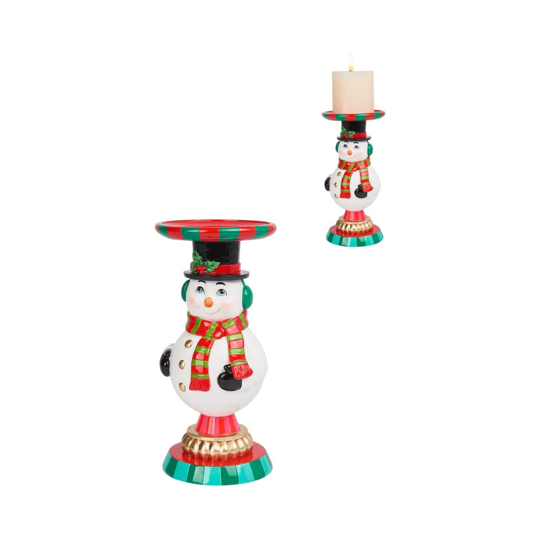 9in Vintage Snowman Candle Holder