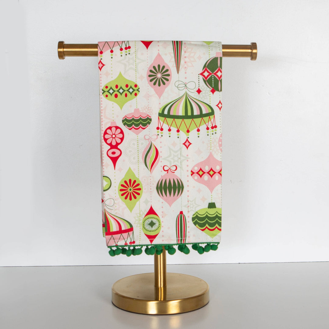 Retro Ornaments Holiday Tea Towel