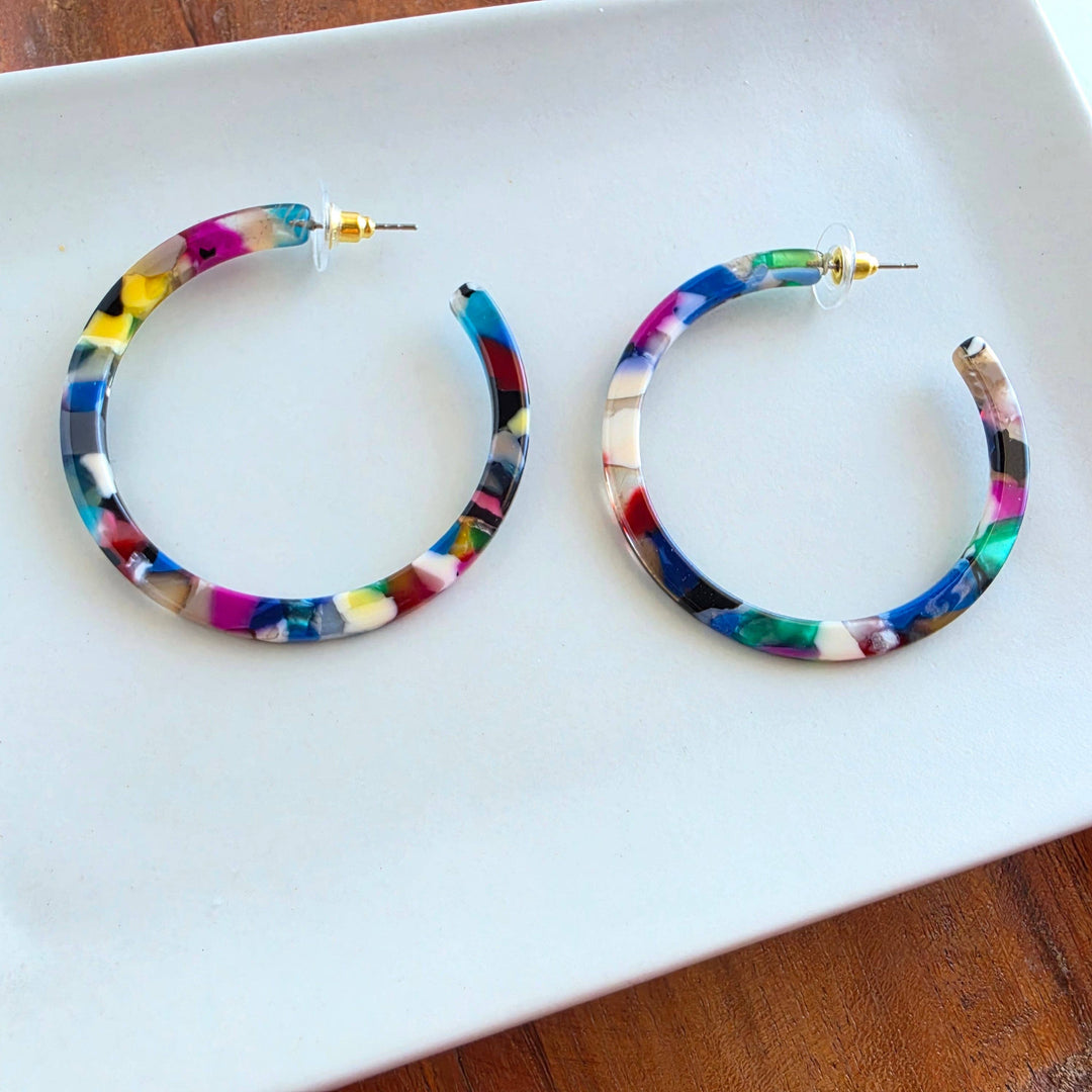 Cameron Hoop Earrings - Moody Mosaic