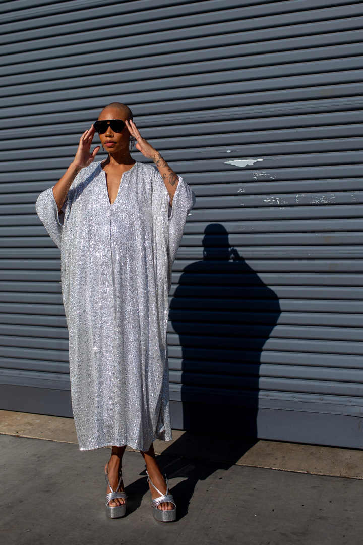 Diamond Dust Sequin Goddess Waist Caftan