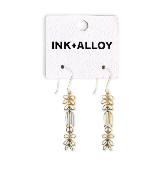 Elsa Botanical Nordic Floral Drop Earrings Brass Wholesale