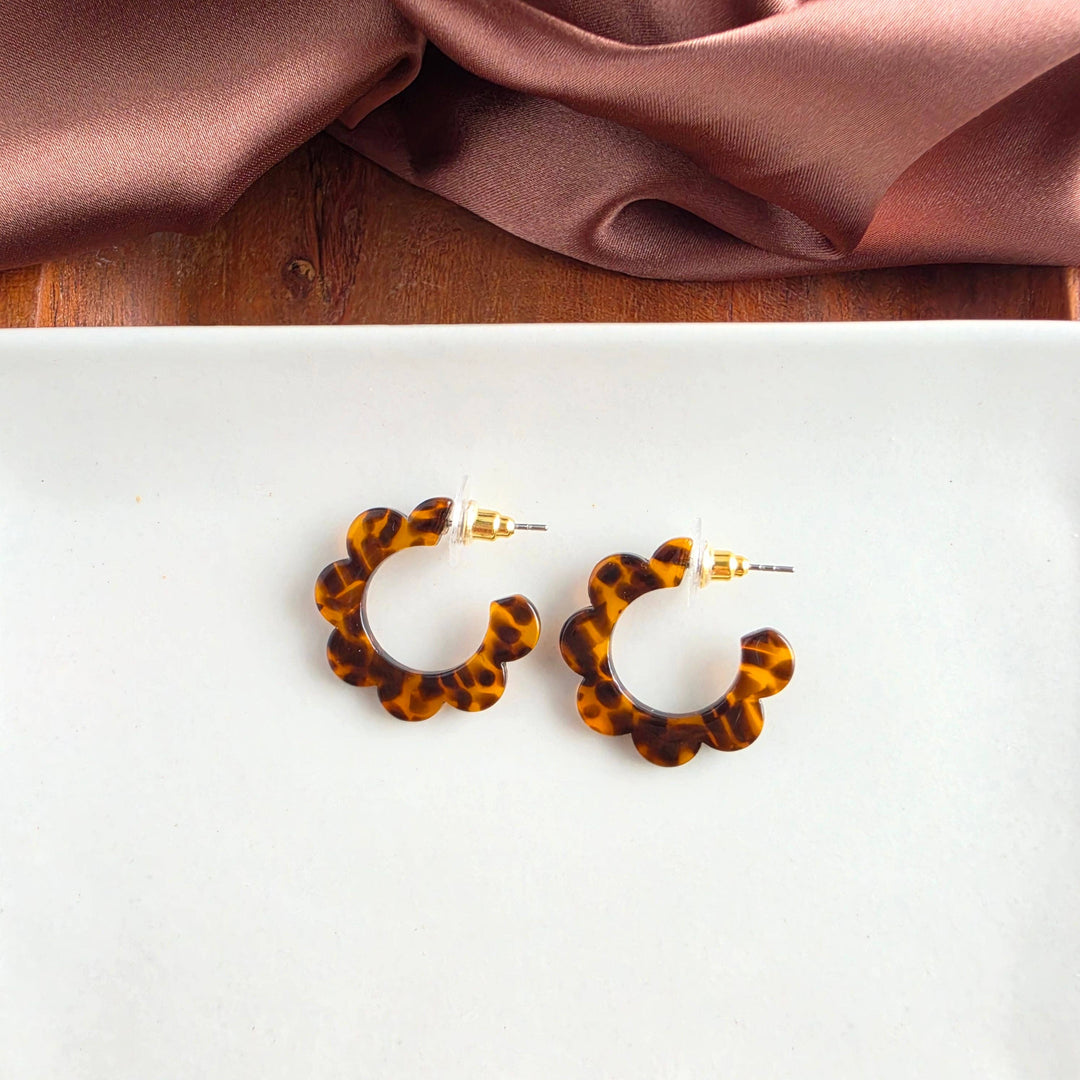 Flora Mini Hoop Earrings - Amber Dot