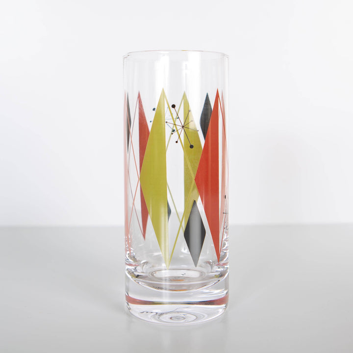 Retro Diamonds Vintage Inspired Highball Tall Cocktail Glass
