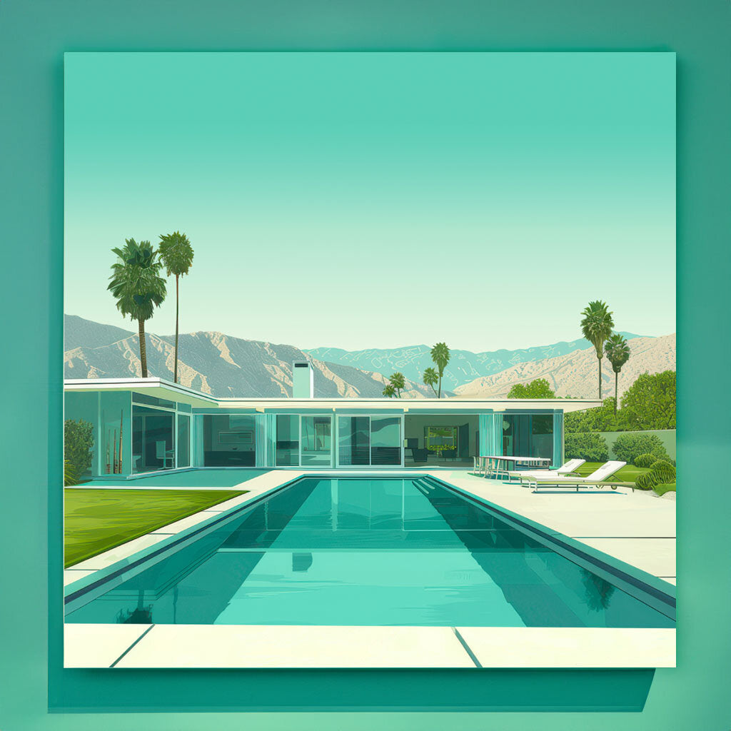Twilight Begins In Aqua Flat Roof Acrylic Print