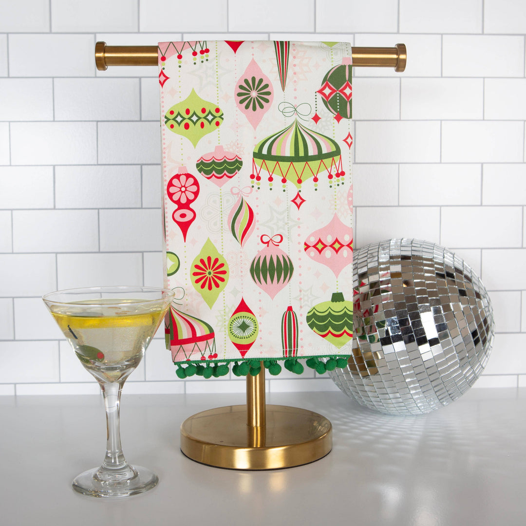 Retro Ornaments Holiday Tea Towel