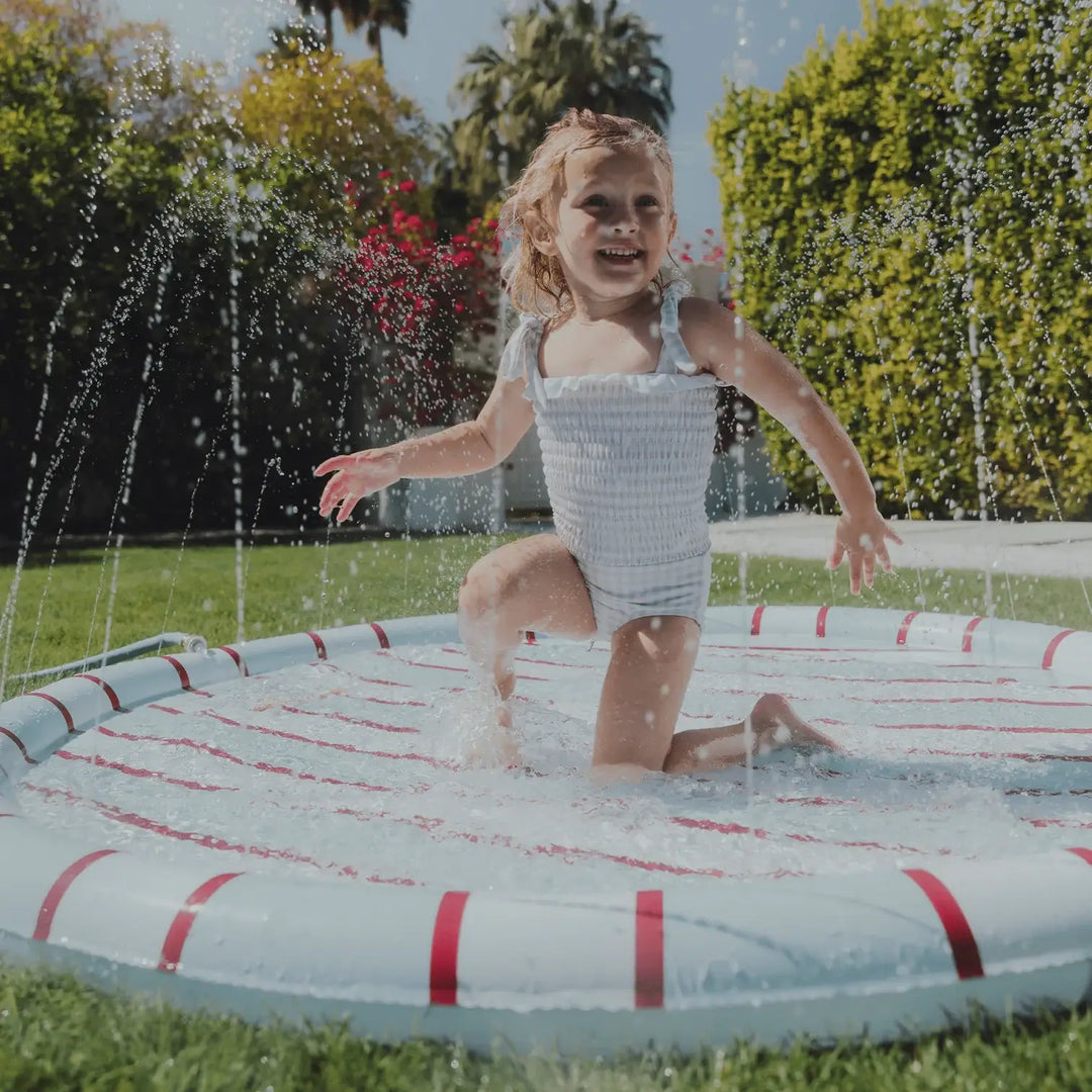 Kids Splash Pad  Blue And Red Striped