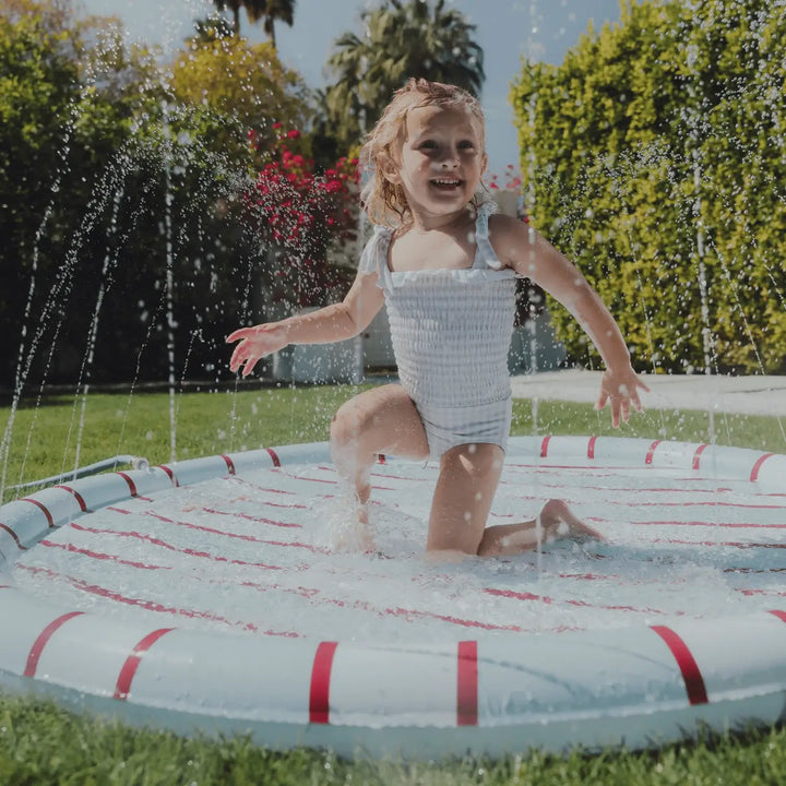 Kids Splash Pad  Blue And Red Striped