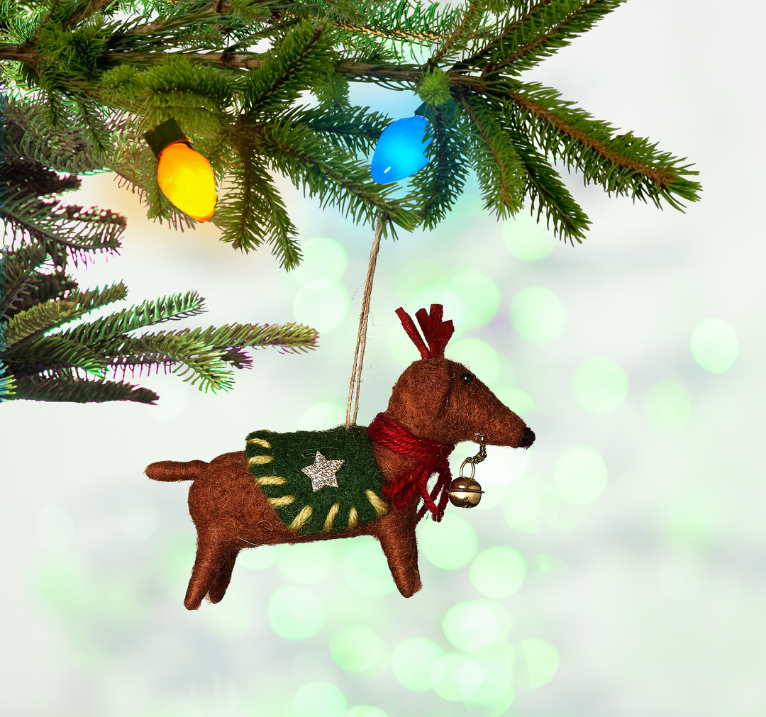 Christmas Dogs Ornament Wool