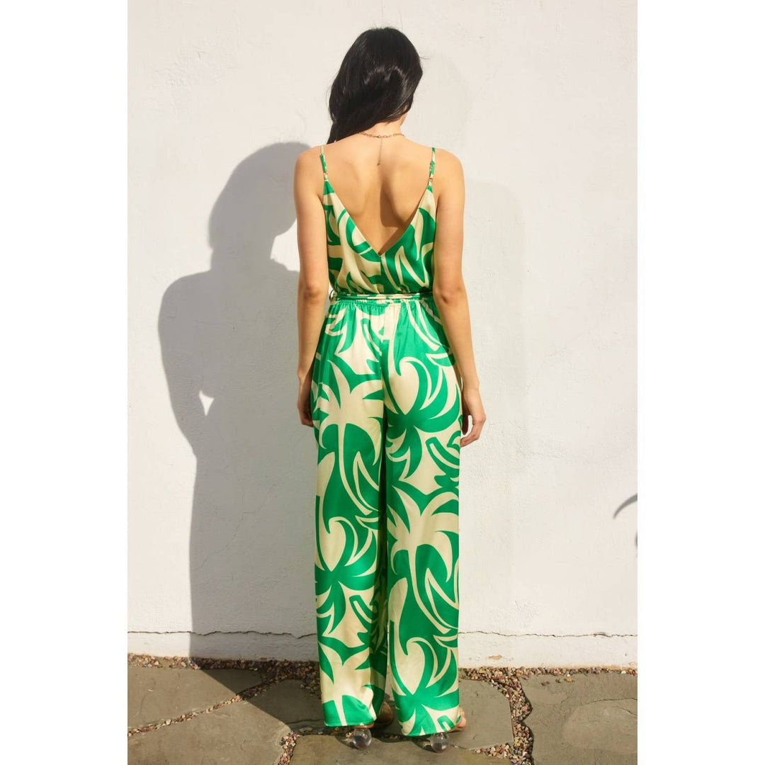 Lucky Girl Surplice Double Corded Belt Jumpsuit