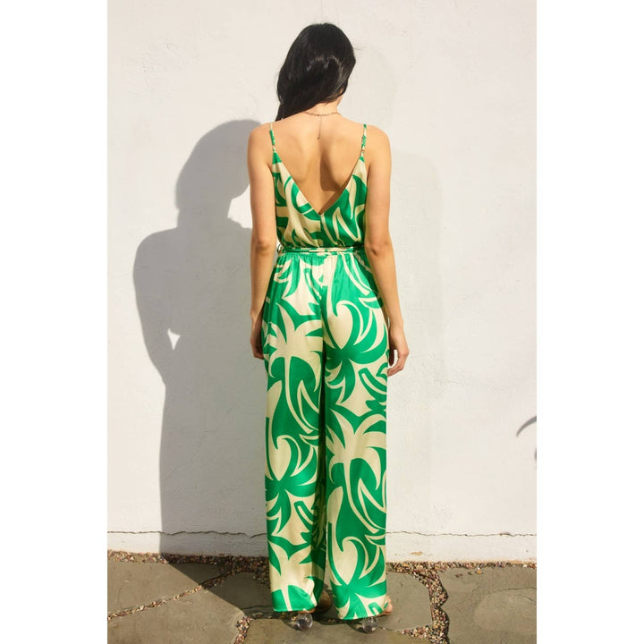 Lucky Girl Surplice Double Corded Belt Jumpsuit
