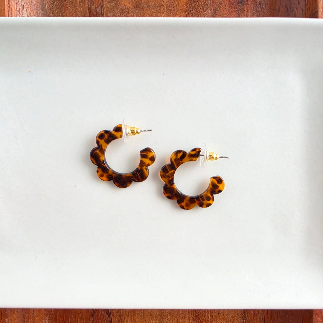 Flora Mini Hoop Earrings - Amber Dot