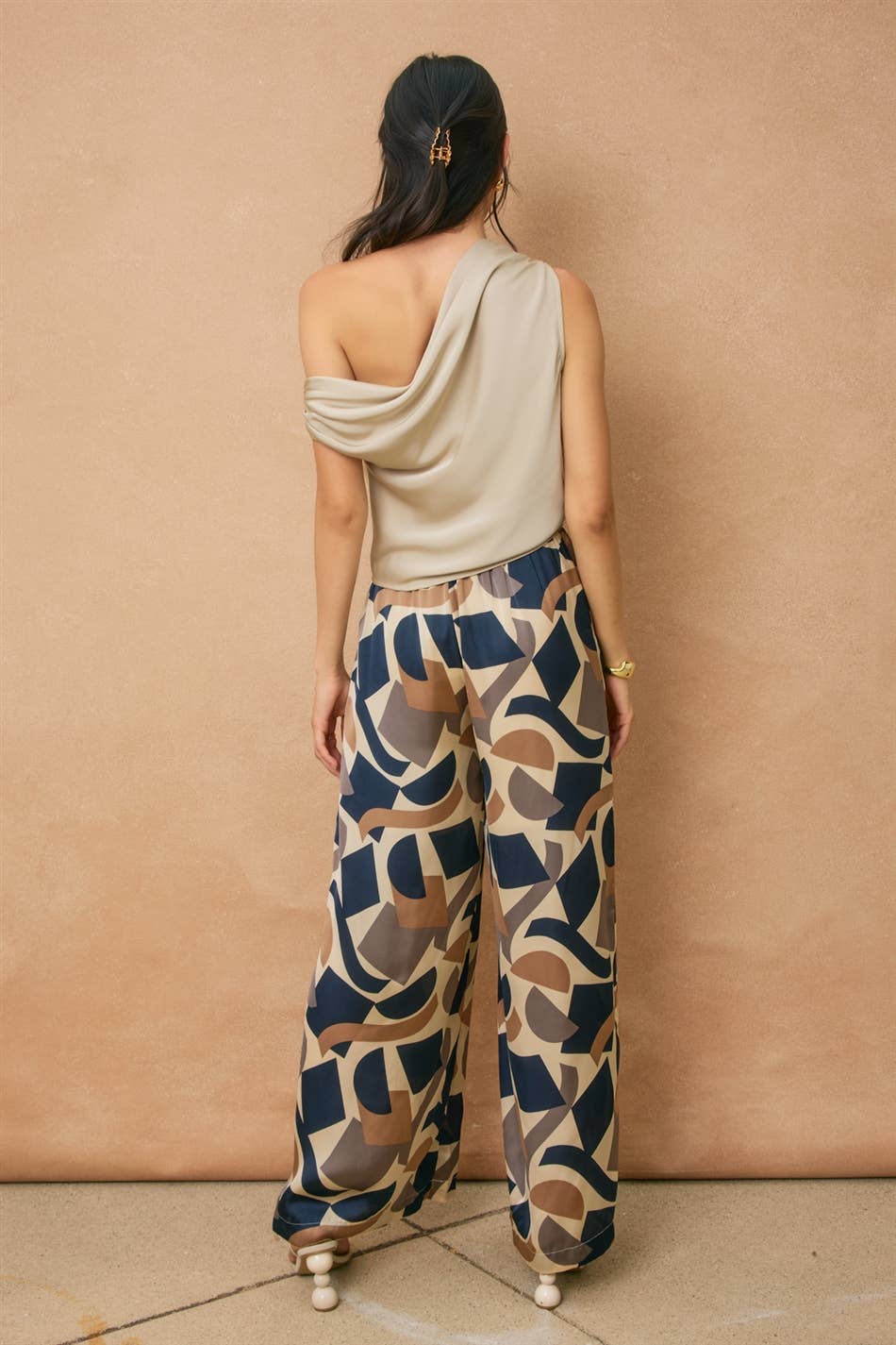 Geometric Looped Belt Pants