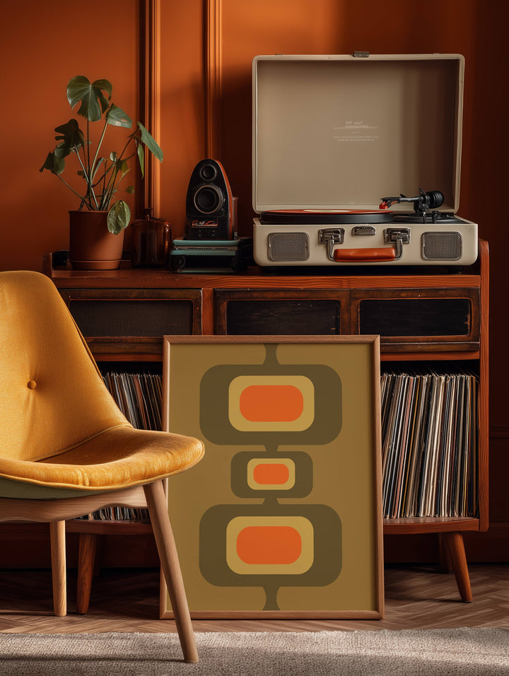 Green and Orange Rectangles Print