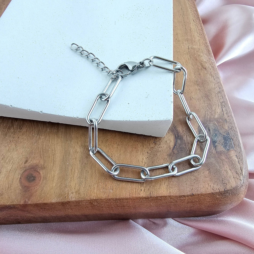Luxe Chunky Paper Clip Bracelet - Silver
