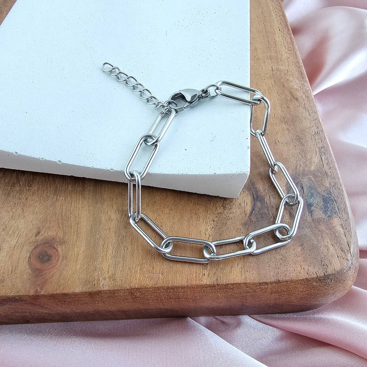 Luxe Chunky Paper Clip Bracelet - Silver