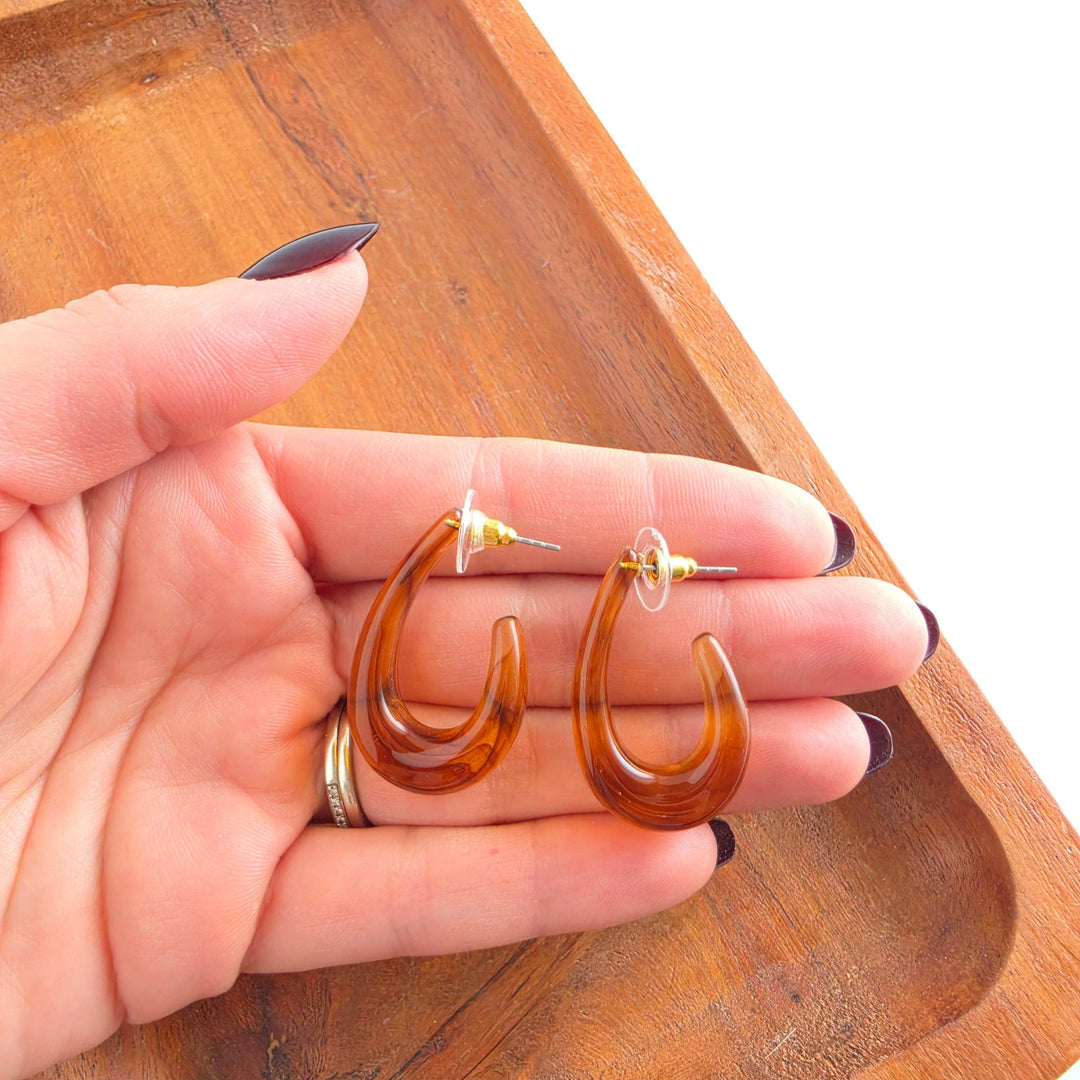 Julie Hoop Earrings - Amber