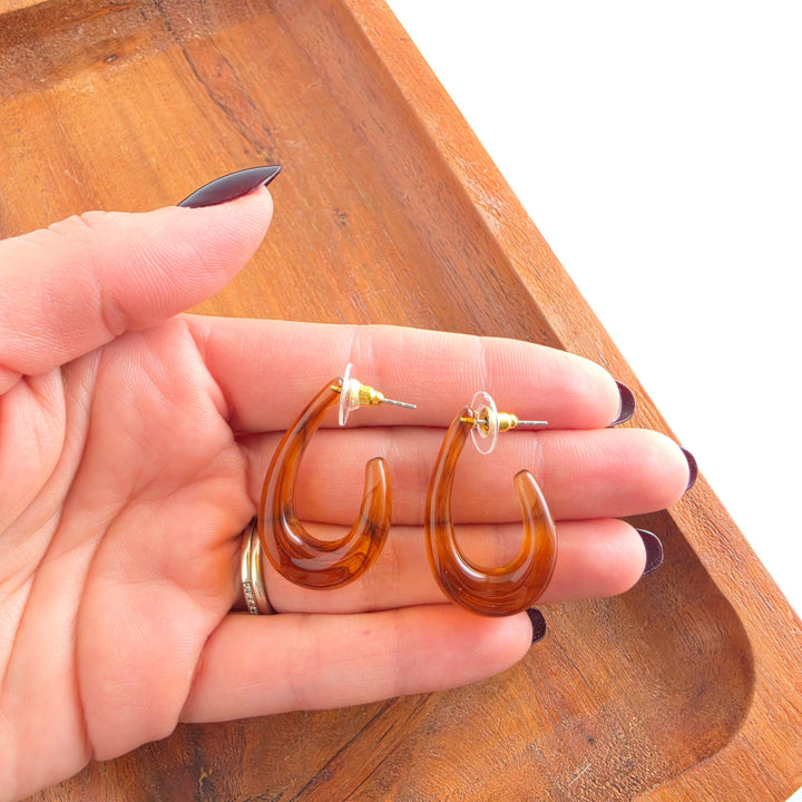 Julie Hoop Earrings - Amber