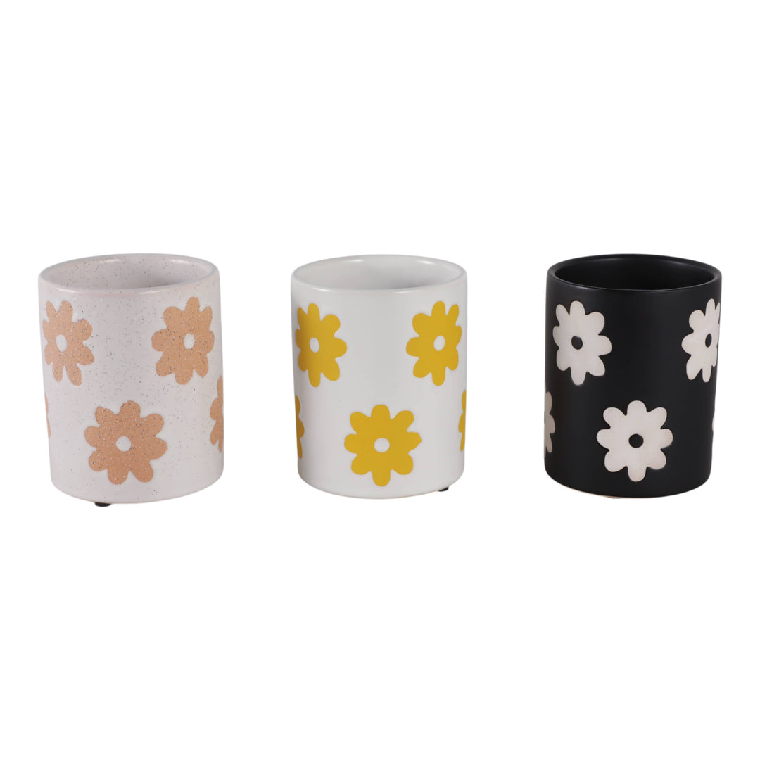 5 in. Stoneware Flower Power Pencil Cups