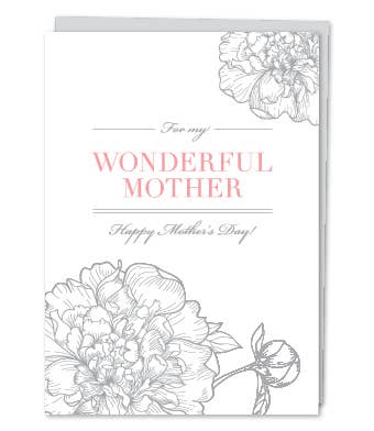 For My Wonderful Mother - Peony Blooms Mother's Day Card