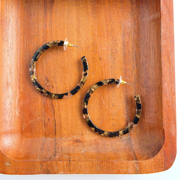 Cameron Hoop Earrings - Black & Bronze