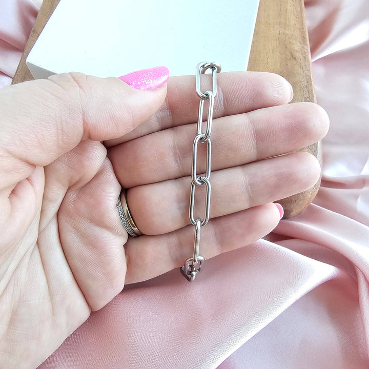 Luxe Chunky Paper Clip Bracelet - Silver