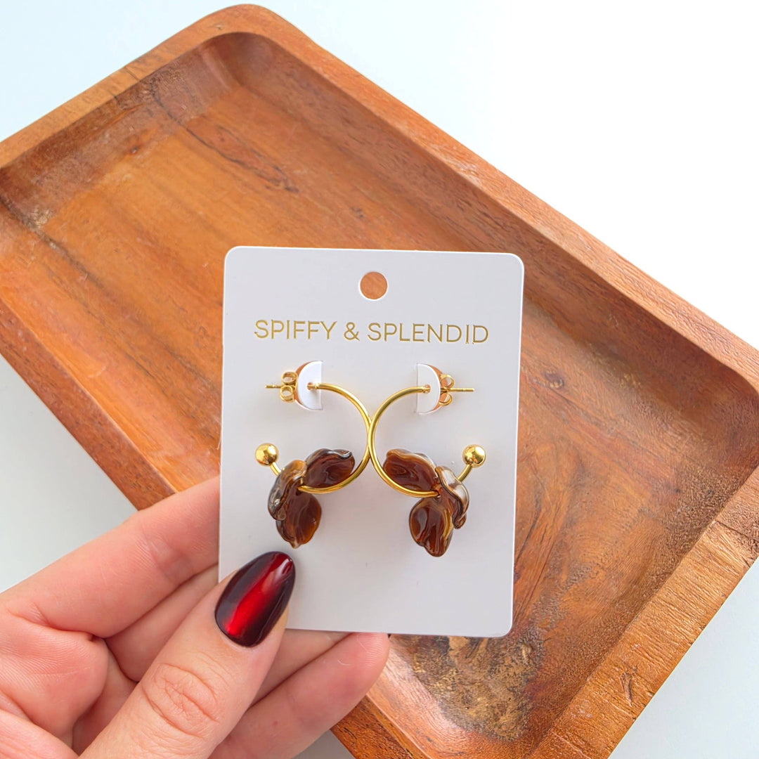 Magnolia Hoop Earrings - Cocoa Brown
