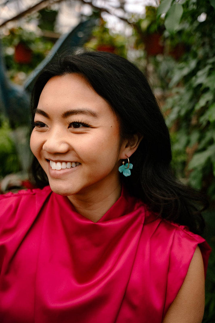 Magnolia Hoop Earrings - Aqua