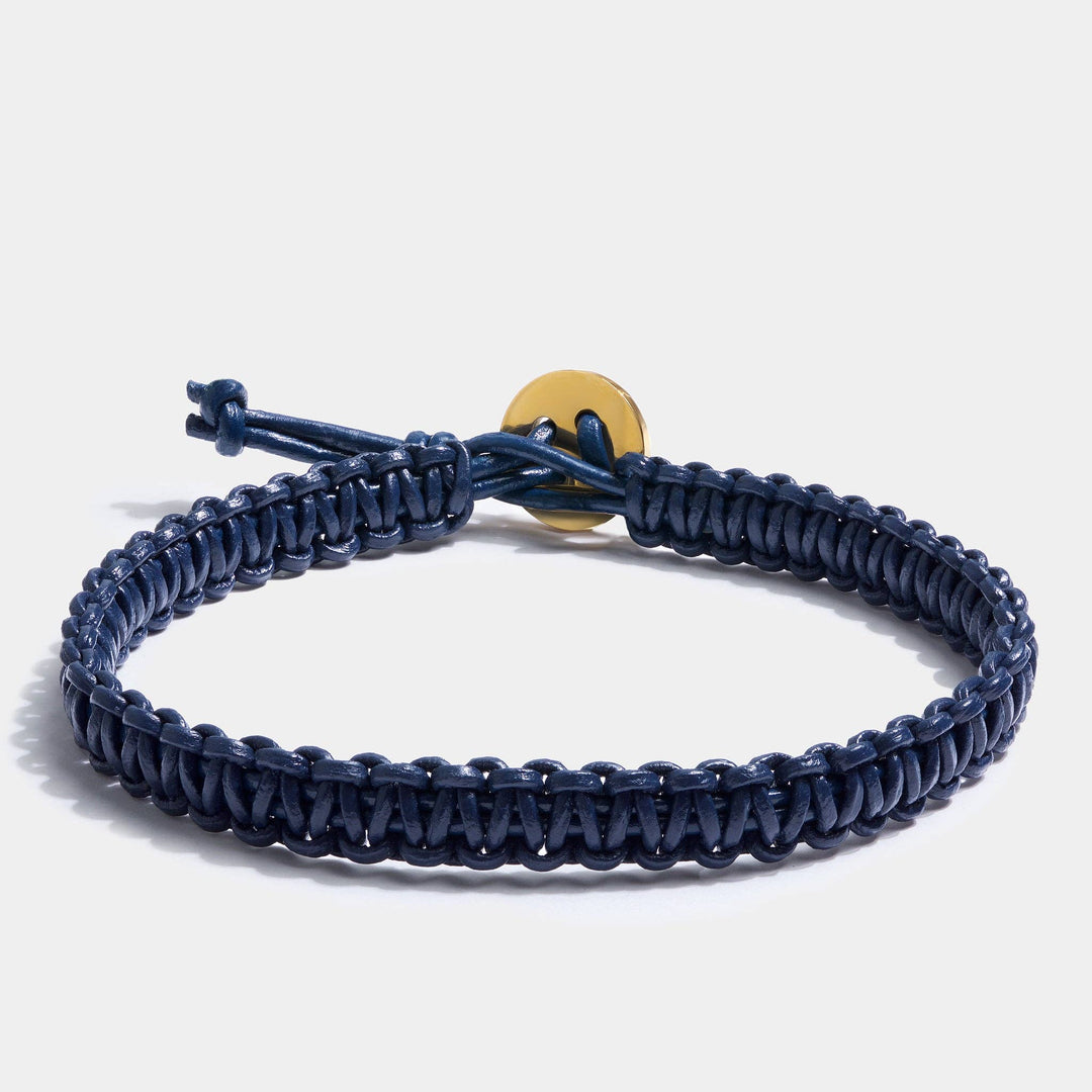 Freemont Vintage Leather Woven Bracelet - Ocean Blue
