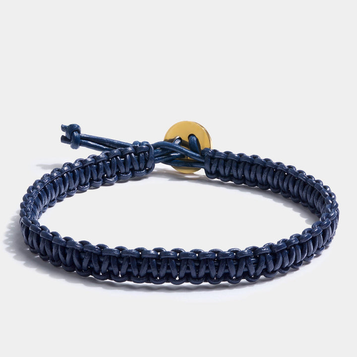 Freemont Vintage Leather Woven Bracelet - Ocean Blue