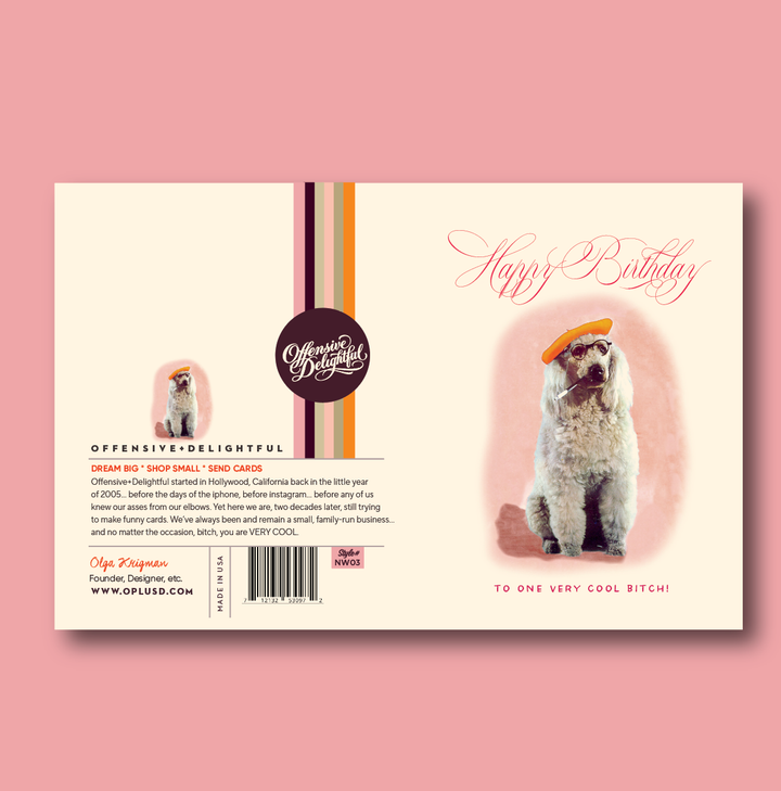 Cool Bitch - Poodle Birthday Card