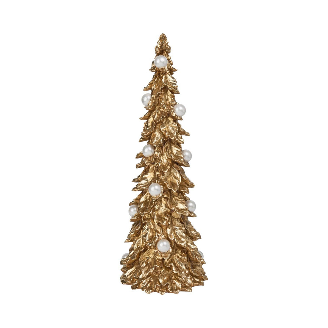 19in Gold Tree w/White Pearls