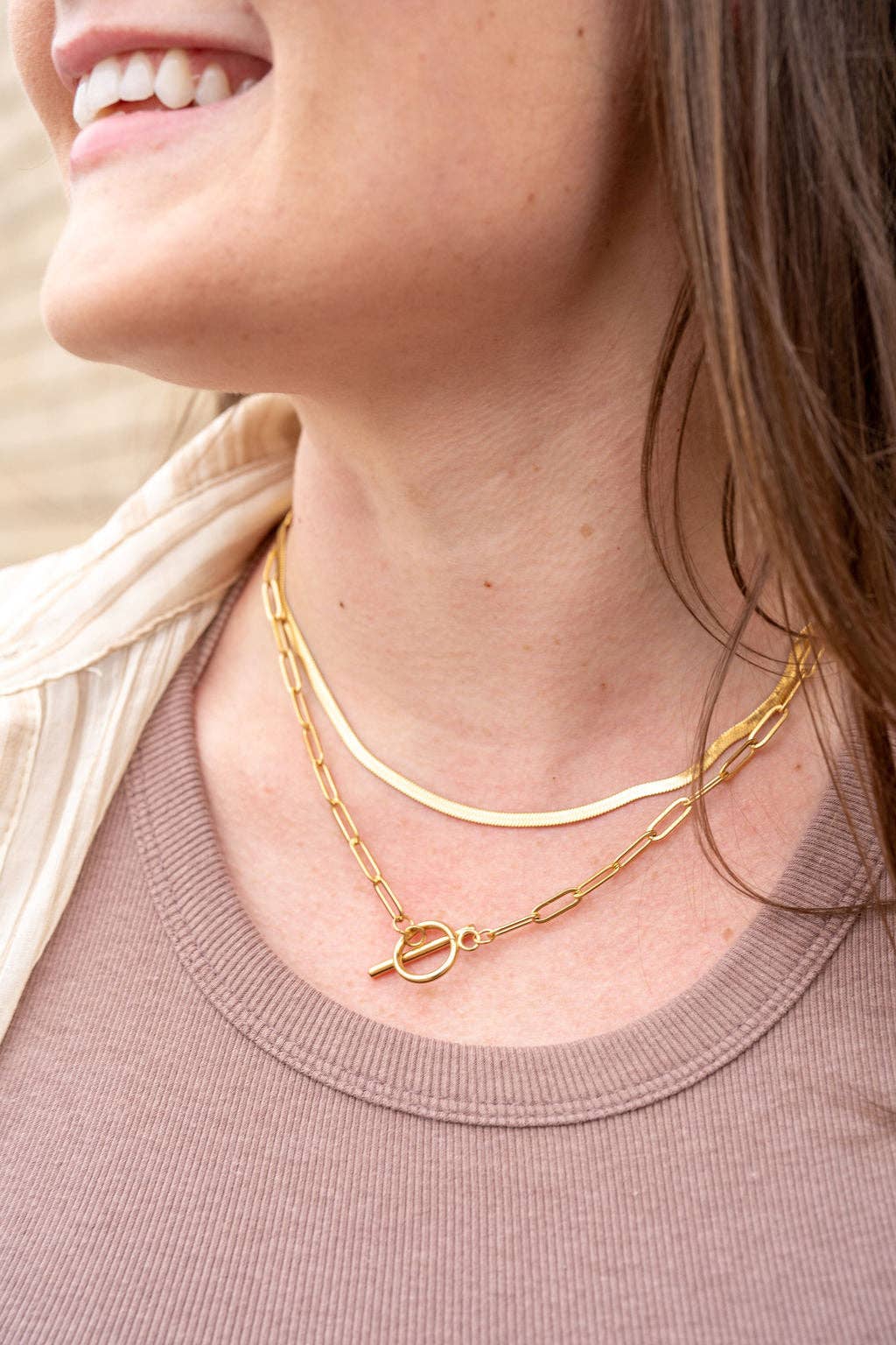 Luxe Delicate Herringbone Chain - 16" - Gold