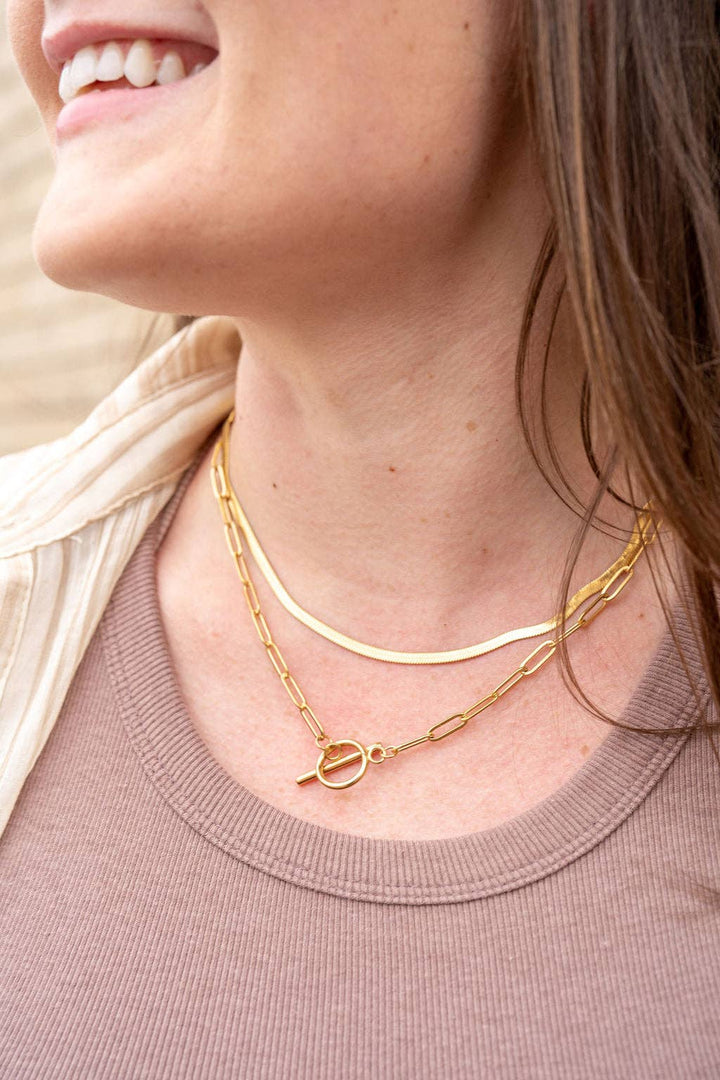 Luxe Delicate Herringbone Chain - 16" - Gold