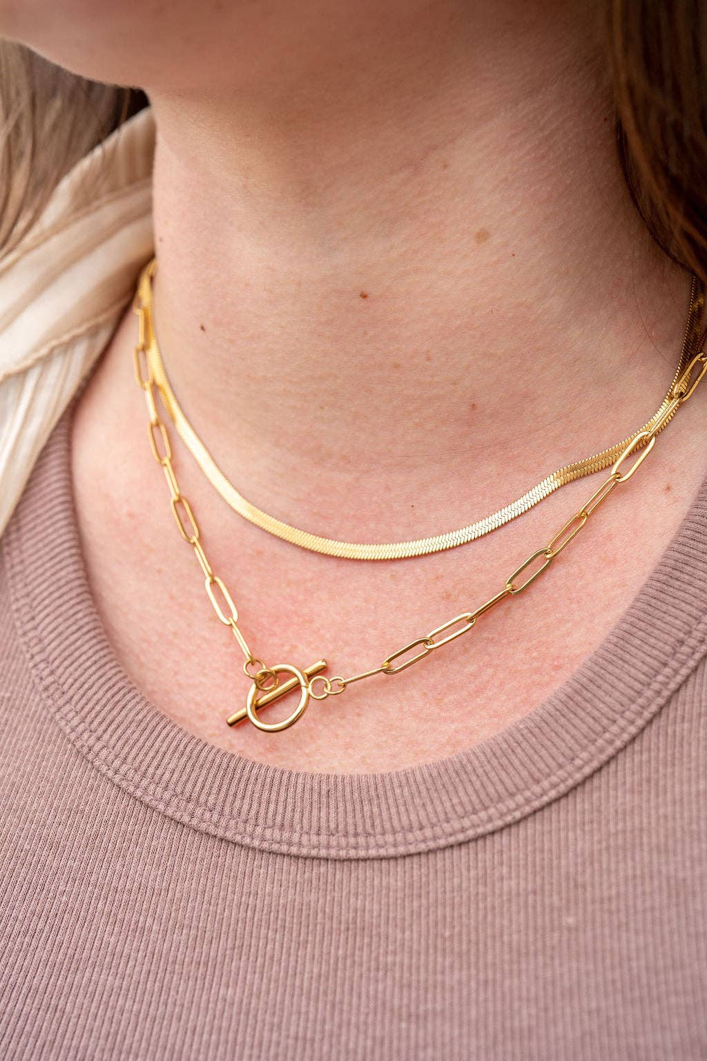 Luxe Delicate Herringbone Chain - 16" - Gold