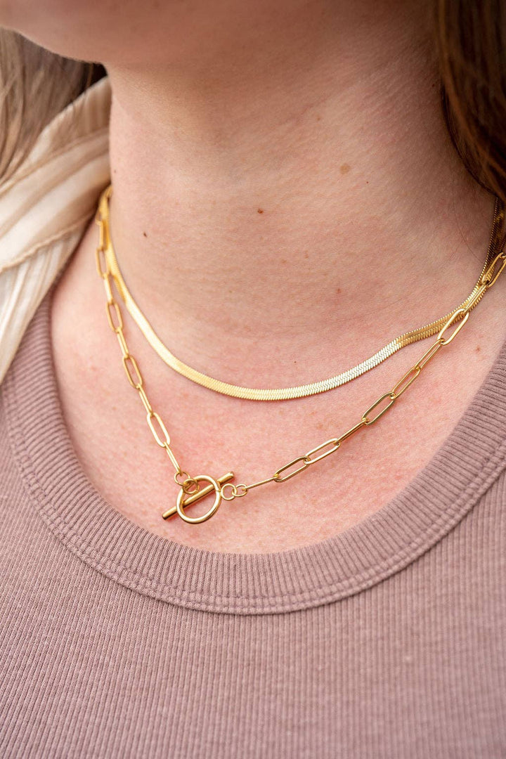 Luxe Delicate Herringbone Chain - 16" - Gold