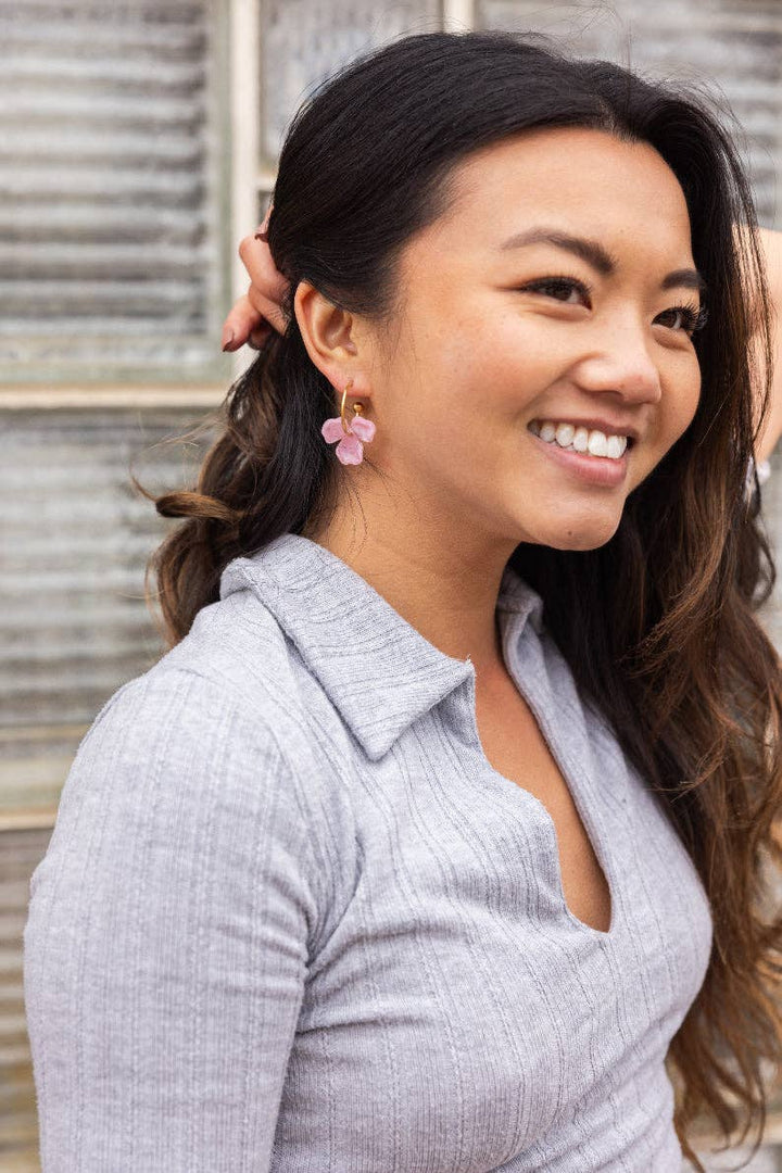 Magnolia Hoop Earrings - Pink