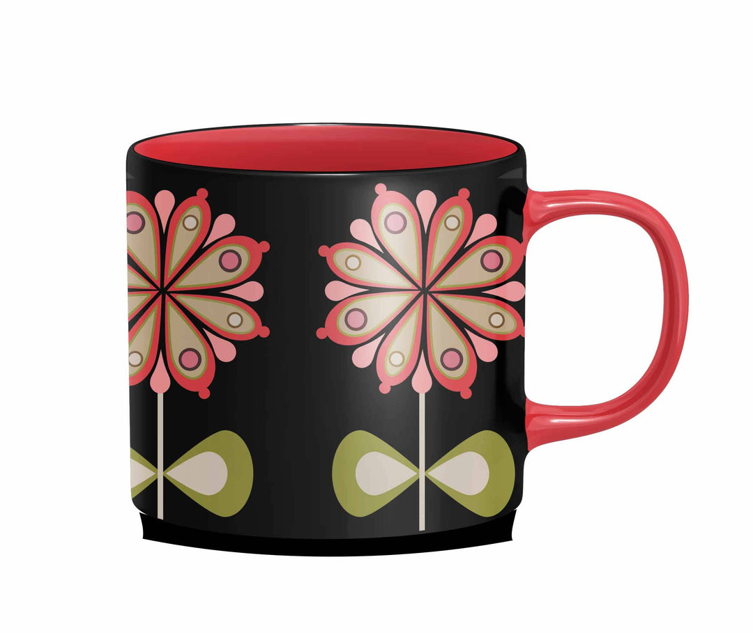 Casbah Bloom Pink Flower Mid Century Stackable Matte Coffee