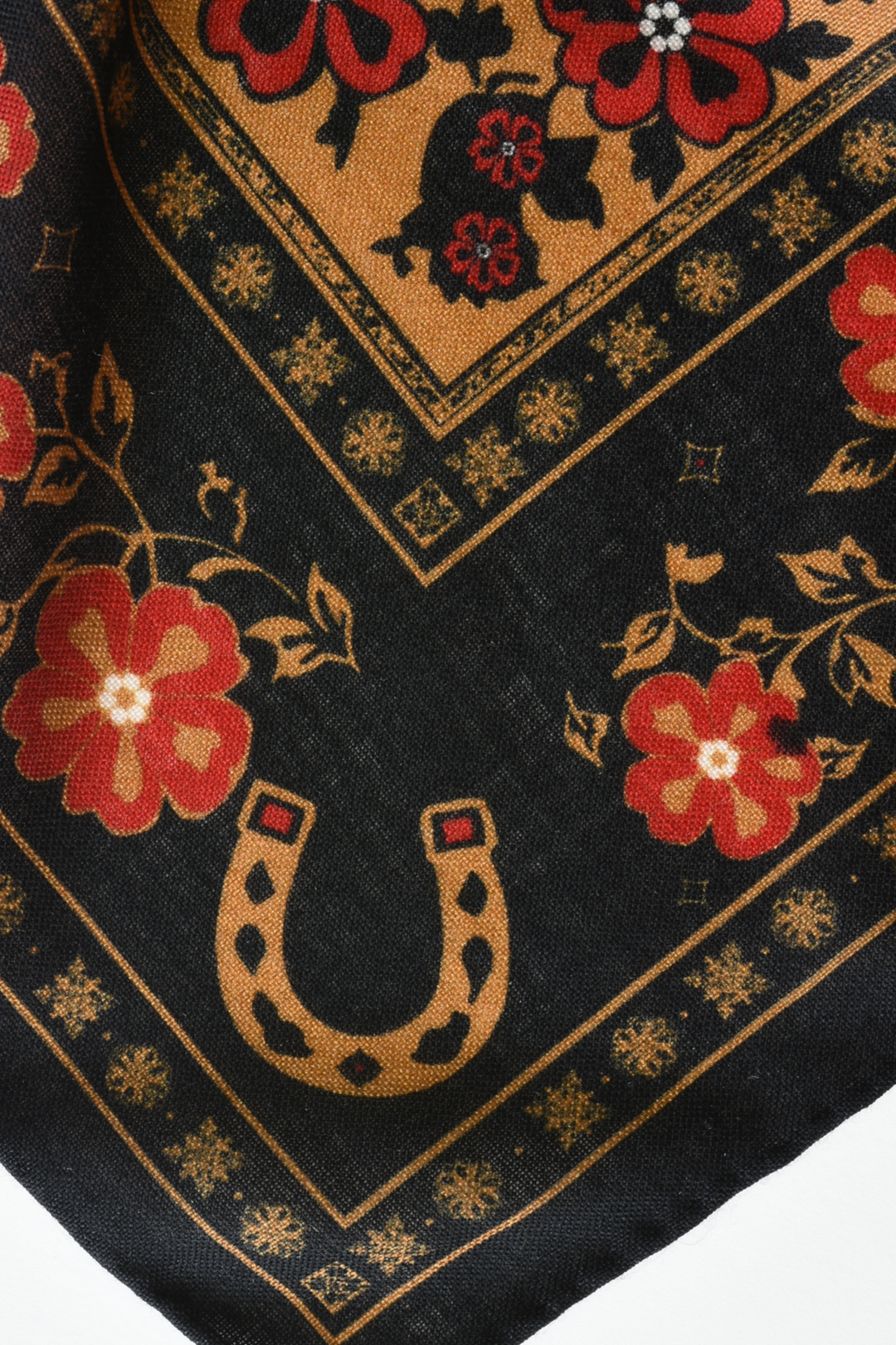 Western Floral Horseshoe 100% Wool Bandana